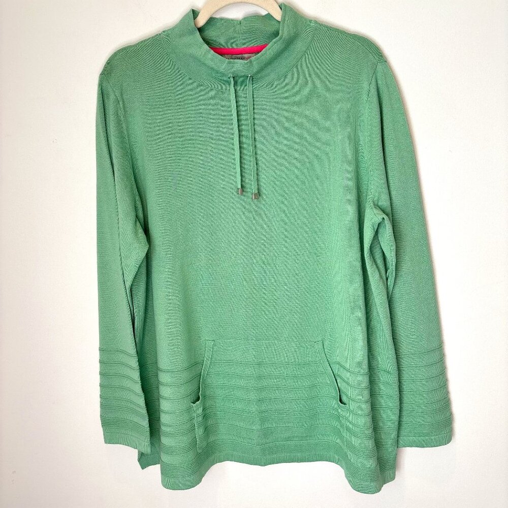 Isaac Mizrahi Pullover Mock Neck Sweater Tunic Kangaroo Pocket Size XL *D20